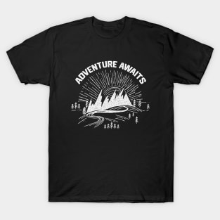 Adventure Awaits - Camping Life Saying Gift for Camping Lovers. T-Shirt
